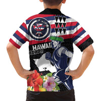 Honolulu Running Race Family Matching Long Sleeve Bodycon Dress and Hawaiian Shirt Hawaii Marathon Kakau Art with Hibiscus and National Flag Style