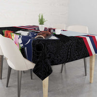 Honolulu Running Race Tablecloth Hawaii Marathon Kakau Art with Hibiscus and National Flag Style