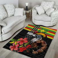 Kanaka Maoli Ikaika Warrior Area Rug Hibiscus Kakau Art and Tapa Tribal Pattern
