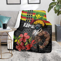 Kanaka Maoli Ikaika Warrior Blanket Hibiscus Kakau Art and Tapa Tribal Pattern