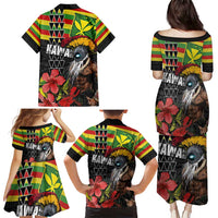 Kanaka Maoli Ikaika Warrior Family Matching Puletasi and Hawaiian Shirt Hibiscus Kakau Art and Tapa Tribal Pattern