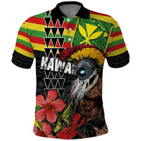 Kanaka Maoli Ikaika Warrior Polo Shirt Hibiscus Kakau Art and Tapa Tribal Pattern