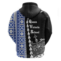 Fiji Queen Victoria School Zip Hoodie Tapa and Polynesian Tribal Pattern Half Style LT03 - Polynesian Pride