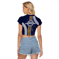 Fiji Ratu Kadavulevu School Raglan Cropped T Shirt Tapa and Polynesian Tribal Pattern LT03 - Polynesian Pride
