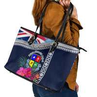Fiji Lelean Memorial School Leather Tote Bag Tapa and Polynesian Tribal Pattern LT03 - Polynesian Pride