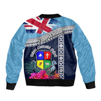 Fiji Lelean Memorial School Sleeve Zip Bomber Jacket Tapa and Polynesian Tribal Pattern LT03 - Polynesian Pride