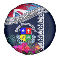 Fiji Lelean Memorial School Spare Tire Cover Tapa and Polynesian Tribal Pattern LT03 - Polynesian Pride