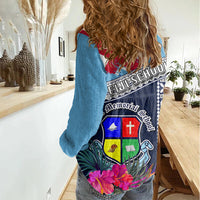 Fiji Lelean Memorial School Women Casual Shirt Tapa and Polynesian Tribal Pattern LT03 - Polynesian Pride