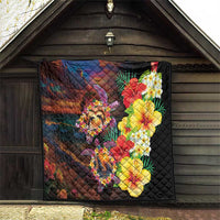 Hawaiian Sea Animals Love Couple Quilt Aloha Sunset Symphony