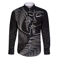 New Zealand Valentine's Day Family Matching Mermaid Dress and Hawaiian Shirt Silver Fern and Line Art Love Couple