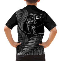 New Zealand Valentine's Day Family Matching Short Sleeve Bodycon Dress and Hawaiian Shirt Silver Fern and Line Art Love Couple