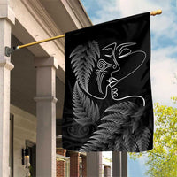 New Zealand Valentine's Day Garden Flag Silver Fern and Line Art Love Couple