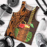 Hawaii Tiki Mask Cocktail Men Tank Top Kakau Tattoo LT03 - Polynesian Pride