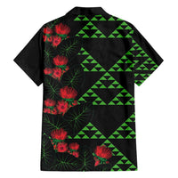 Hawaiian Green Kakau Art Tattoo-Ohia Lehua and Taro Leaves Family Matching Off Shoulder Maxi Dress and Hawaiian Shirt