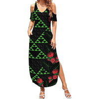 Hawaiian Green Kakau Art Tattoo-Ohia Lehua and Taro Leaves Family Matching Summer Maxi Dress and Hawaiian Shirt