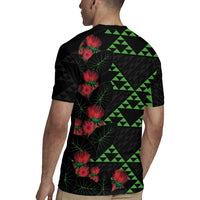 Hawaiian Green Kakau Art Tattoo-Ohia Lehua and Taro Leaves Rugby Jersey