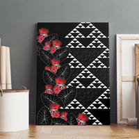 Hawaiian White Kakau Art Tattoo-Ohia Lehua and Taro Leaves Canvas Wall Art LT03 - Polynesian Pride