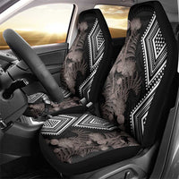 Aotearoa Tukutuku Motif Car Seat Cover Pohutukawa and Fern Leaves Grayscale Color