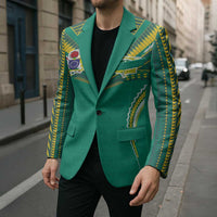 Custom Cook Islands Rugby Blazer Tatau Art Sport Style Green Color