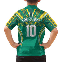 Custom Cook Islands Rugby Family Matching Mermaid Dress and Hawaiian Shirt Tatau Art Sport Style Green Color