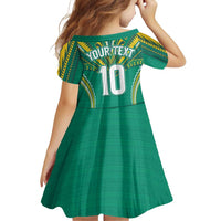 Custom Cook Islands Rugby Family Matching Off The Shoulder Long Sleeve Dress and Hawaiian Shirt Tatau Art Sport Style Green Color