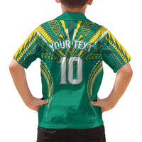 Custom Cook Islands Rugby Hawaiian Shirt Tatau Art Sport Style Green Color