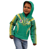 Custom Cook Islands Rugby Kid Hoodie Tatau Art Sport Style Green Color LT03 - Polynesian Pride
