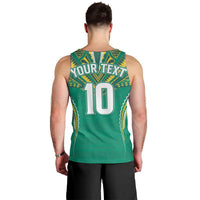 Custom Cook Islands Rugby Men Tank Top Tatau Art Sport Style Green Color
