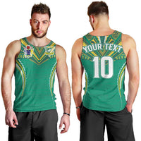 Custom Cook Islands Rugby Men Tank Top Tatau Art Sport Style Green Color