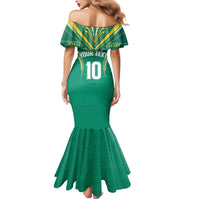 Custom Cook Islands Rugby Mermaid Dress Tatau Art Sport Style Green Color