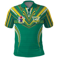 Custom Cook Islands Rugby Polo Shirt Tatau Art Sport Style Green Color