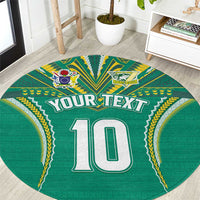 Custom Cook Islands Rugby Round Carpet Tatau Art Sport Style Green Color