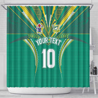 Custom Cook Islands Rugby Shower Curtain Tatau Art Sport Style Green Color LT03 - Polynesian Pride