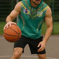 Custom Cook Islands Rugby Sleeveless Hoodie Tatau Art Sport Style Green Color
