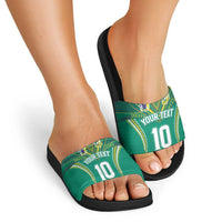 Custom Cook Islands Rugby Slide Sandals Tatau Art Sport Style Green Color