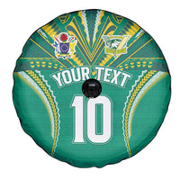 Custom Cook Islands Rugby Spare Tire Cover Tatau Art Sport Style Green Color