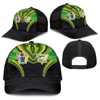 Cook Islands Rugby Baseball Net Cap Tatau Art Sport Style Black Color