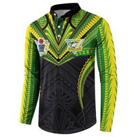 Custom Cook Islands Rugby Button Sweatshirt Tatau Art Sport Style Black Color LT03 - Polynesian Pride