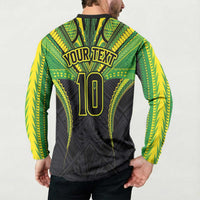 Custom Cook Islands Rugby Button Sweatshirt Tatau Art Sport Style Black Color LT03 - Polynesian Pride