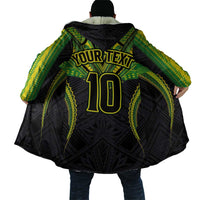 Custom Cook Islands Rugby Cloak Tatau Art Sport Style Black Color