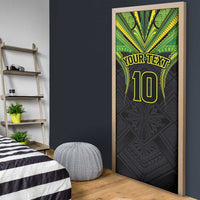 Custom Cook Islands Rugby Door Cover Tatau Art Sport Style Black Color