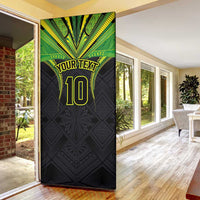 Custom Cook Islands Rugby Door Cover Tatau Art Sport Style Black Color