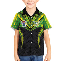 Custom Cook Islands Rugby Family Matching Puletasi and Hawaiian Shirt Tatau Art Sport Style Black Color