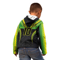 Custom Cook Islands Rugby Kid Hoodie Tatau Art Sport Style Black Color