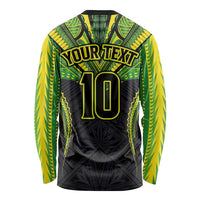 Custom Cook Islands Rugby Long Sleeve Shirt Tatau Art Sport Style Black Color