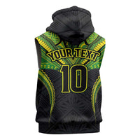 Custom Cook Islands Rugby Sleeveless Hoodie Tatau Art Sport Style Black Color