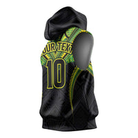 Custom Cook Islands Rugby Sleeveless Hoodie Tatau Art Sport Style Black Color