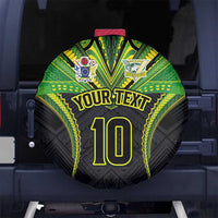 Custom Cook Islands Rugby Spare Tire Cover Tatau Art Sport Style Black Color