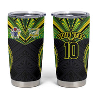 Custom Cook Islands Rugby Tumbler Cup Tatau Art Sport Style Black Color LT03 Black - Polynesian Pride