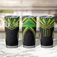 Custom Cook Islands Rugby Tumbler Cup Tatau Art Sport Style Black Color LT03 - Polynesian Pride
